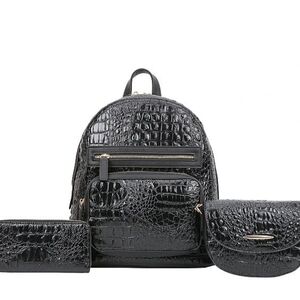 Crocodile Embossed Backpack 3pc Set